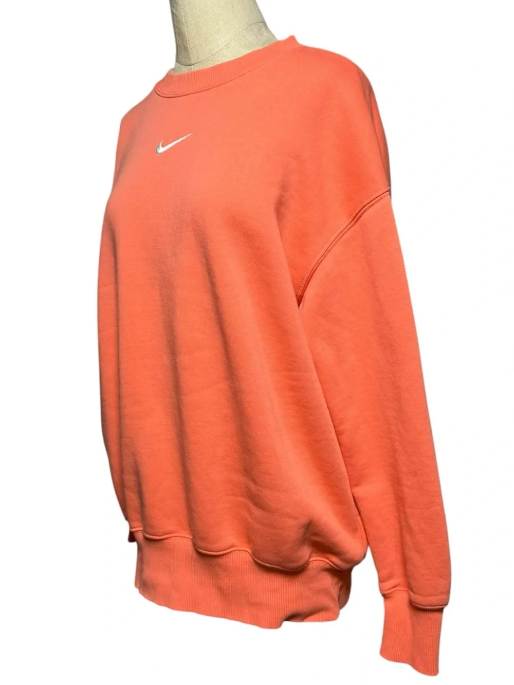 Nike Orange Embroidered Swoosh Crewneck Sweatshirt S